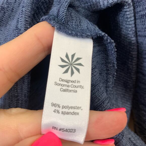 Athleta Blissful Cowl Neck Hoodie Sweatshirt Pullover Blue Top - Picture 4 of 7